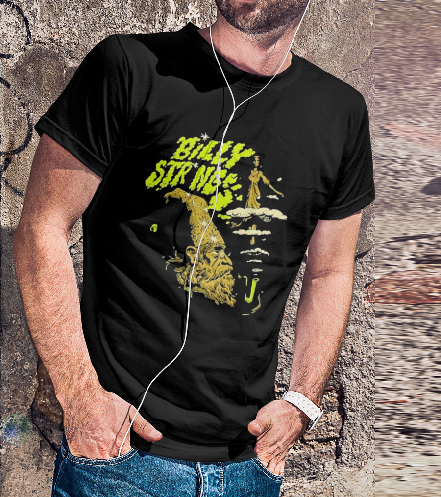 Billy Strings Psychedelic Green Wizard Head With Clouds And Figure T-Shirt