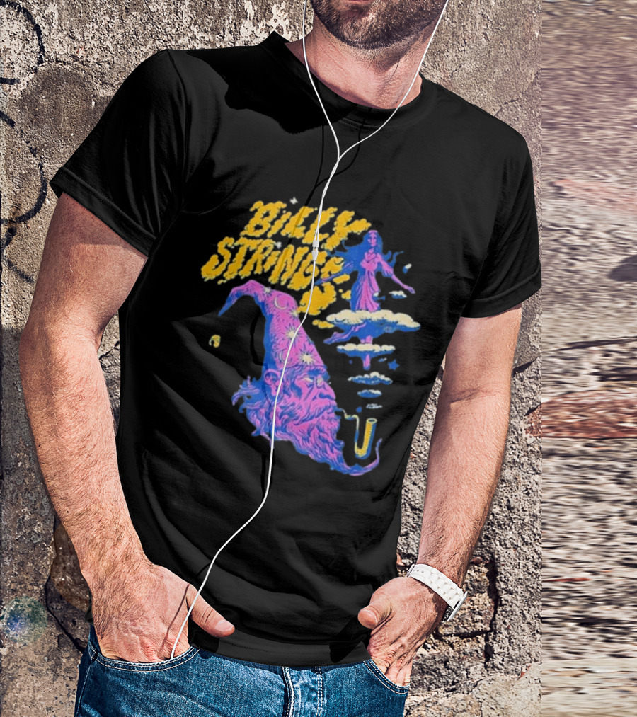 Billy Strings Wizard Head Psychedelic Clouds And Stars T-Shirt