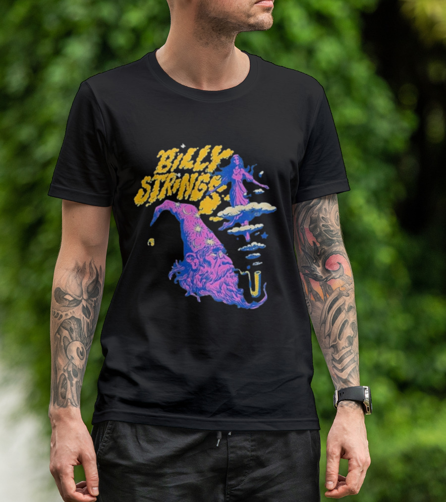 Billy Strings Wizard Head Psychedelic Clouds And Stars T-Shirt