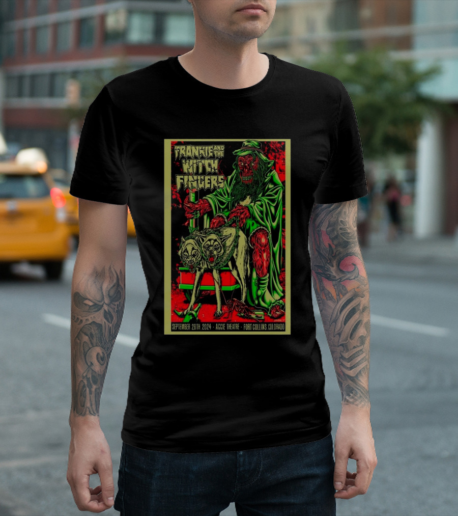 Frankie and the Witch Fingers September 28 2024 Aggie Theatre Fort Collins CO Zombie Witch Wolves T-Shirt