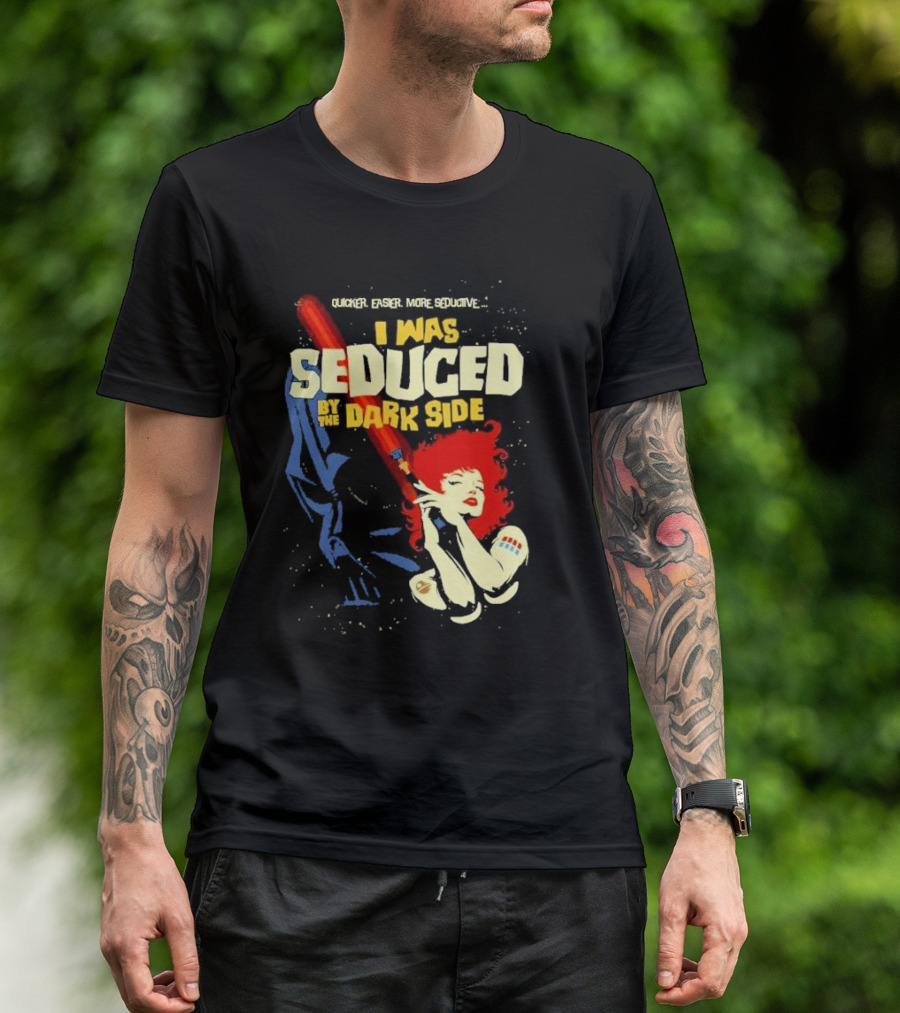 Quicker Easier More Seductive I Was Seduced By The Dark Side With Redhead Holding Lightsaber T-Shirt