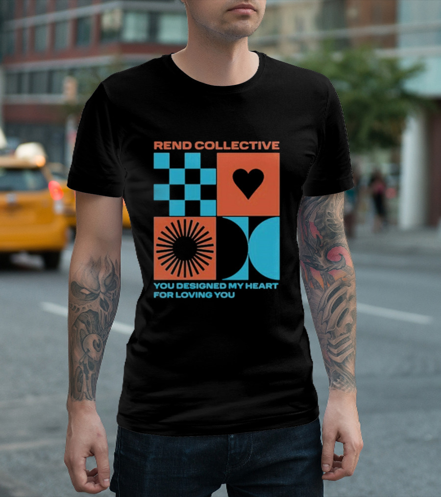 Rend Collective You Designed My Heart For Loving You Checkerboard Heart Sunburst Geometric T-Shirt
