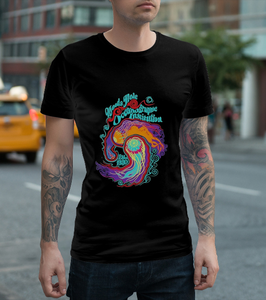 Woods Hole Oceanographic Institution Est 1930 Psychedelic Marine Swirl T-Shirt