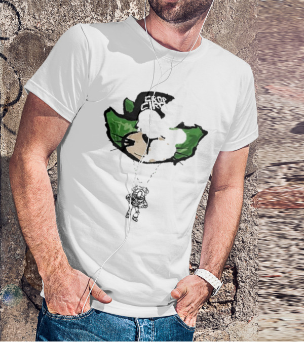 Crop City Astronaut Cat Parachute Puff Print T-Shirt