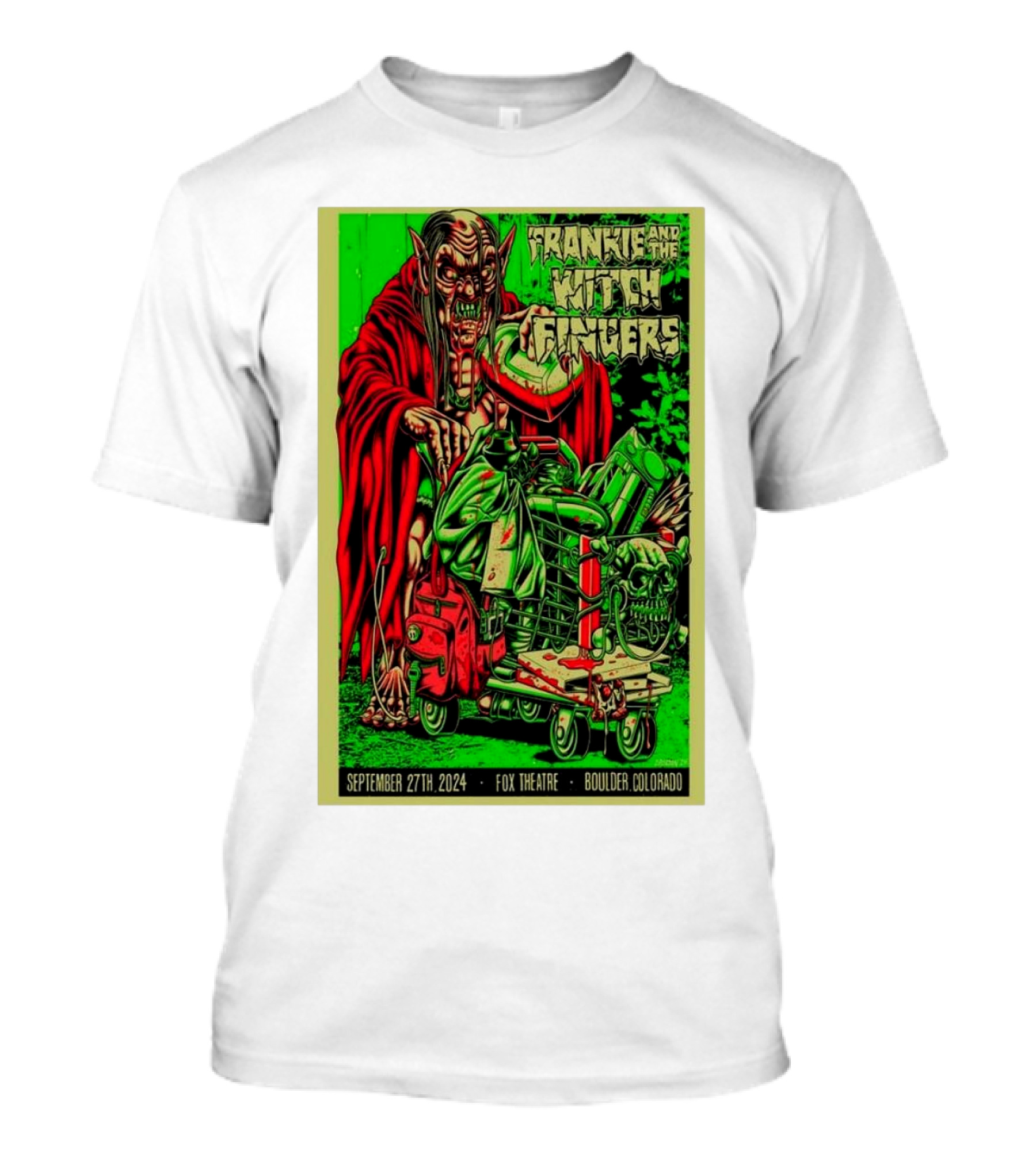 Frankie And The Witch Fingers Fox Theatre Boulder Colorado September 27th 2024 Concert Poster Alien Creature T-Shirt
