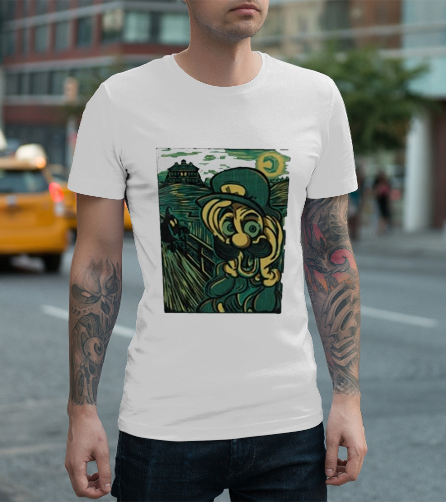 Haunting Grounds Jaimonster Luigi Scream Van Gogh Starry Night T-Shirt