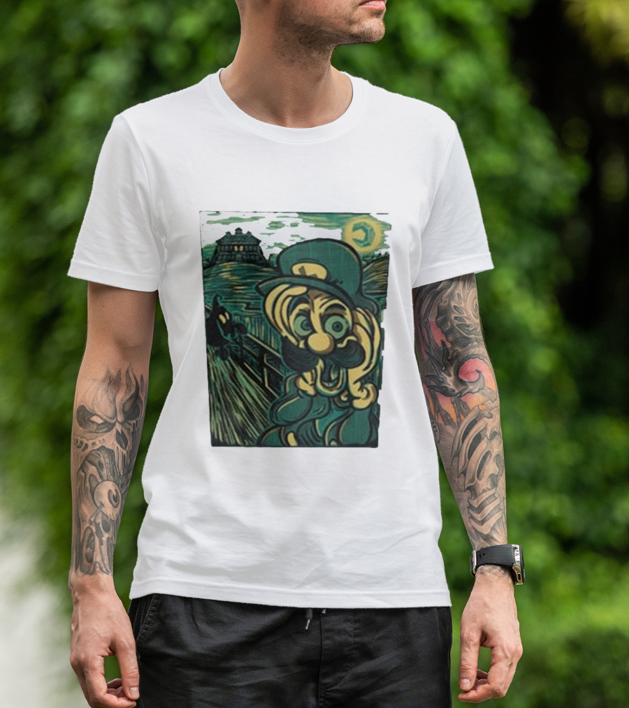Haunting Grounds Jaimonster Luigi Scream Van Gogh Starry Night T-Shirt