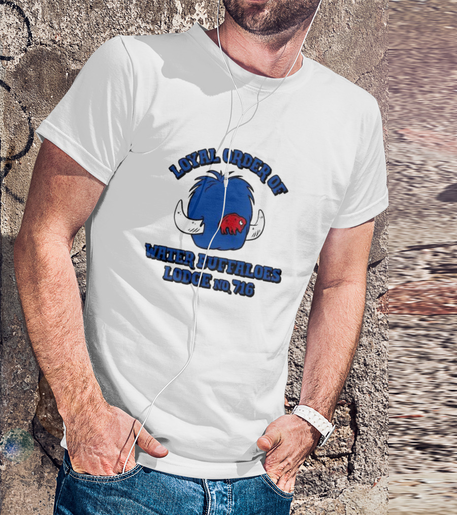Loyal Order Of Water Buffaloes Lodge No 716 Blue Buffalo Icon Red Emblem T-Shirt
