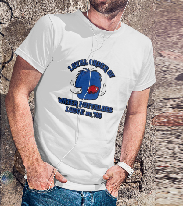 Loyal Order Of Water Buffaloes Lodge No 716 Blue Buffalo Icon Red Emblem T-Shirt