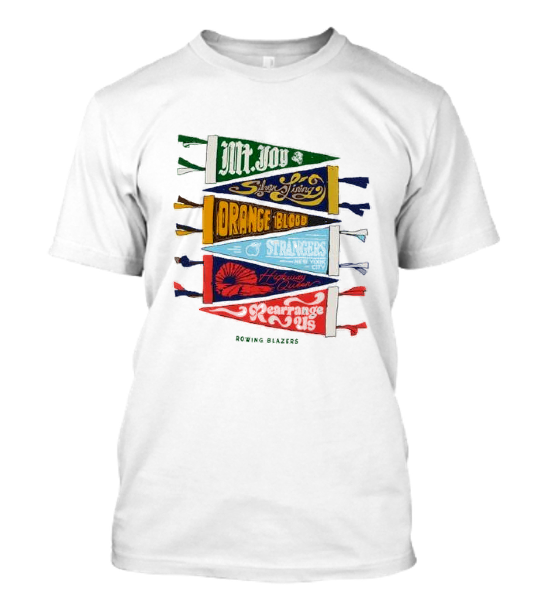 Rowing Blazers Mt Joy Silver Lining Orange Blood Strangers Rearrange Us T-Shirt