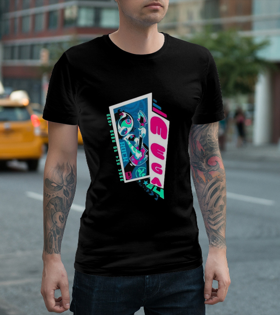 Mega64 Shred Neon Rocker Guitar Stars T-Shirt