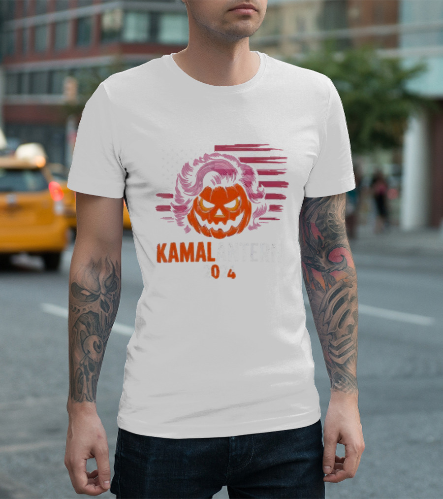 Kamalantern 2024 Retro Halloween Jack-o’-Lantern American Flag T-Shirt