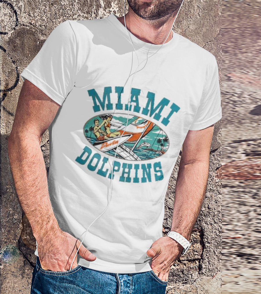 Miami Dolphins Sailing Adventure Retro Vibes T-Shirt