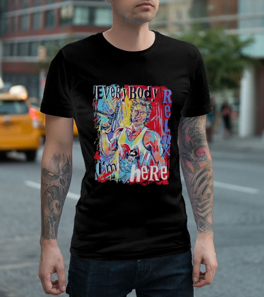 Everybody Relax I’m Here Painting with Gun and Vibrant Colors T-Shirt