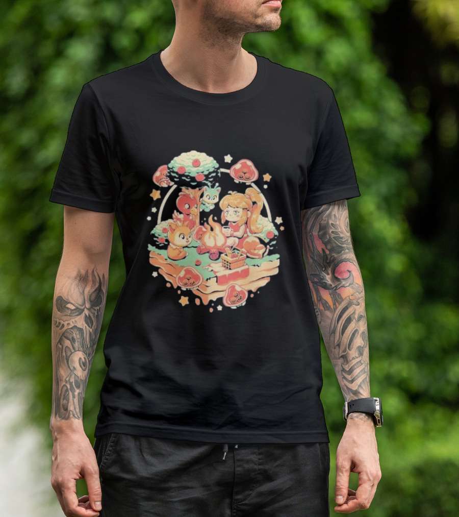 Hunter Campfire Adventure Bounty Girl Vintage Geek Forest Creatures T-Shirt