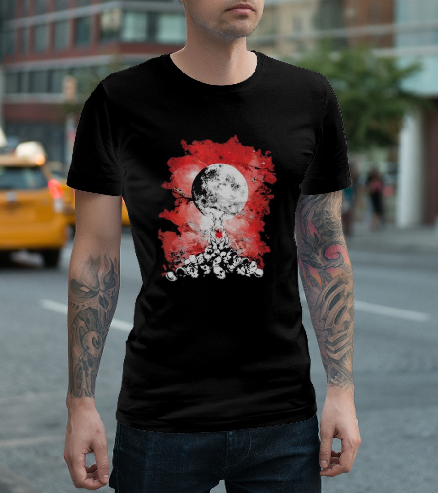 Killing Moon Rabbit Horror Blood and Skulls Horror Scene T-Shirt