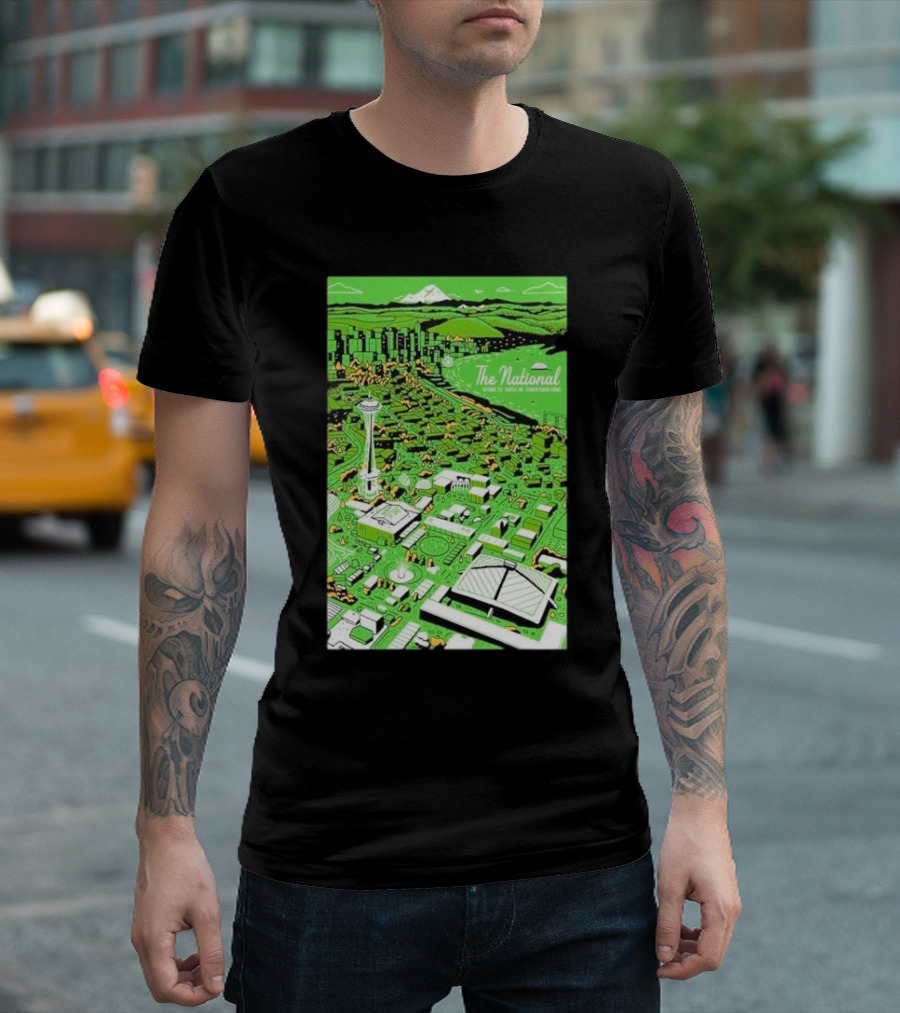 The National Oct 01 2024 Tour Climate Pledge Arena Seattle Skyline Scene T-Shirt