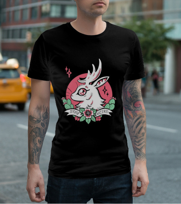 Stay Weird Bgibs Fantasy Deer Floral Circle Cactus Flowers T-Shirt
