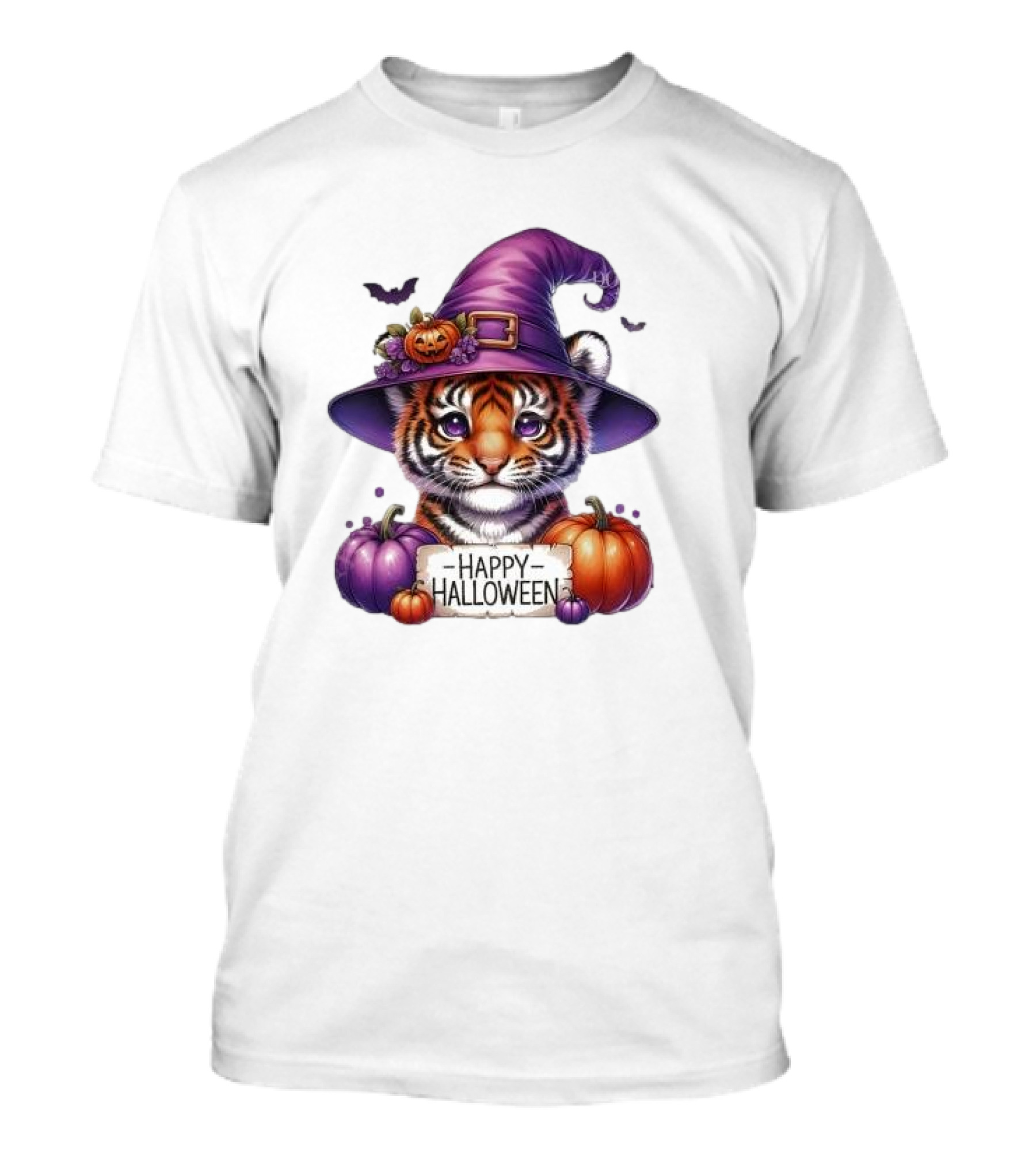 Detroit Tigers Cute Tiger Cub Witch Hat Halloween Pumpkin Lover Sublimation October T-Shirt