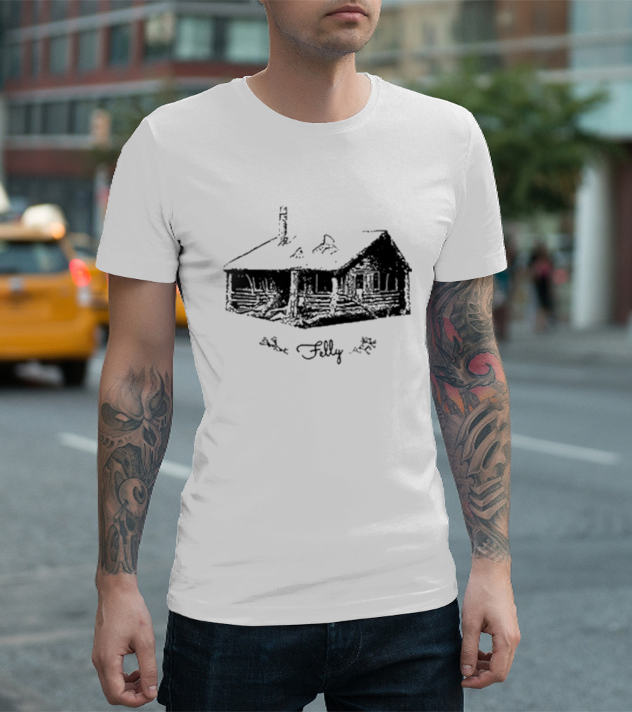 Felly Rustic Cabin Sketch T-Shirt
