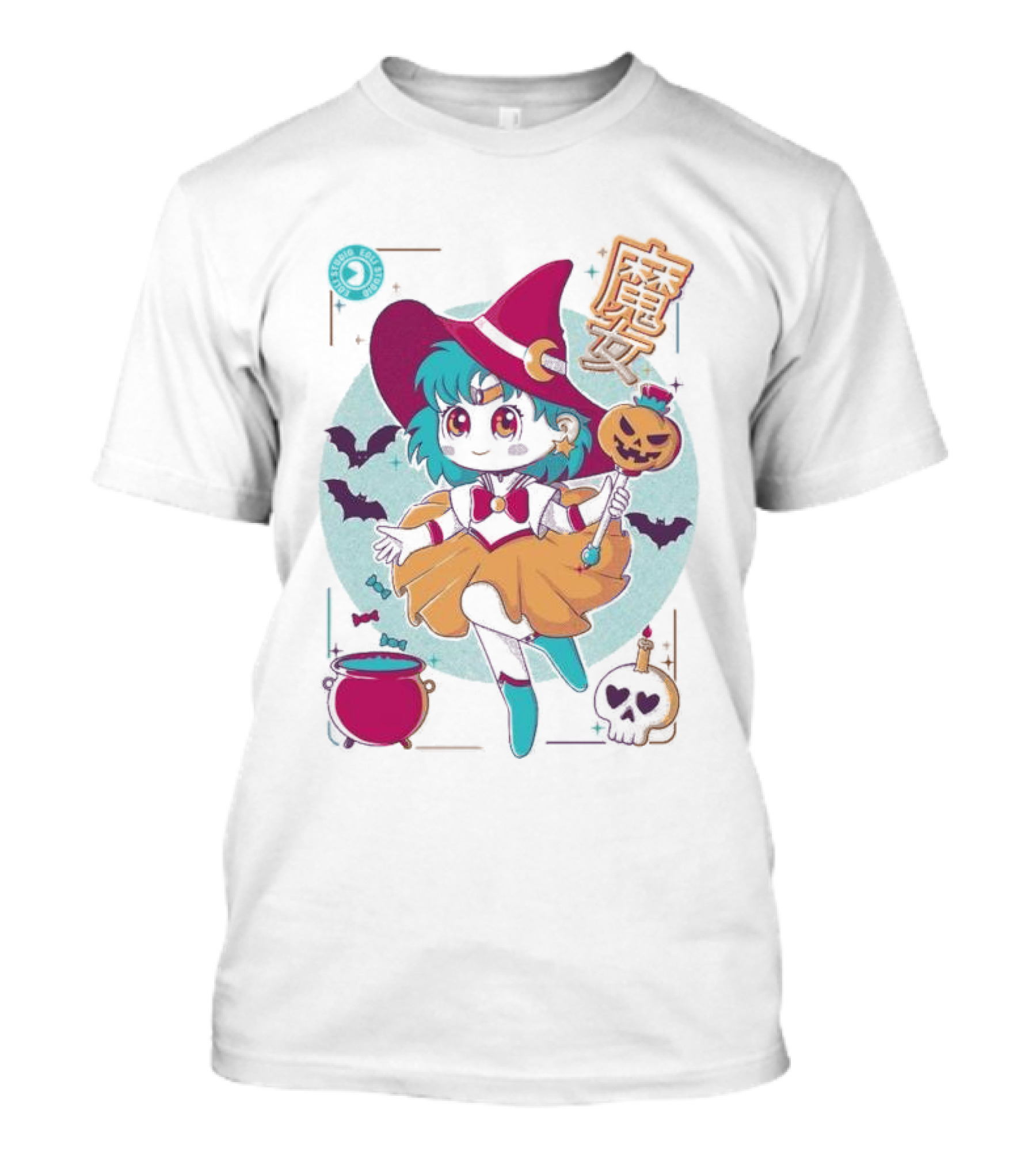 Moon Magic Eoli Studio Witch Halloween Bat Pumpkin Cauldron T-Shirt