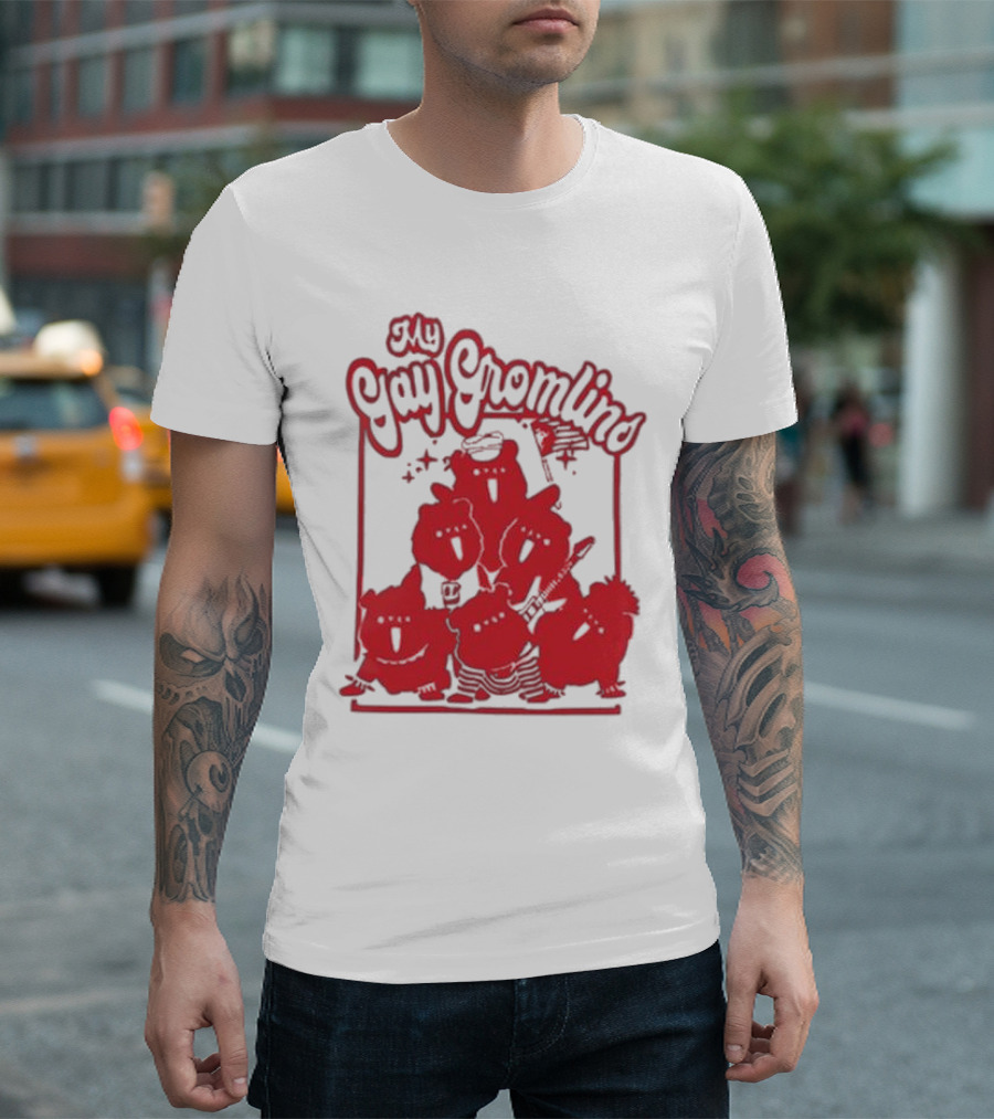 My Gay Gromlins 2024 Red Cartoon Characters with Instruments T-Shirt