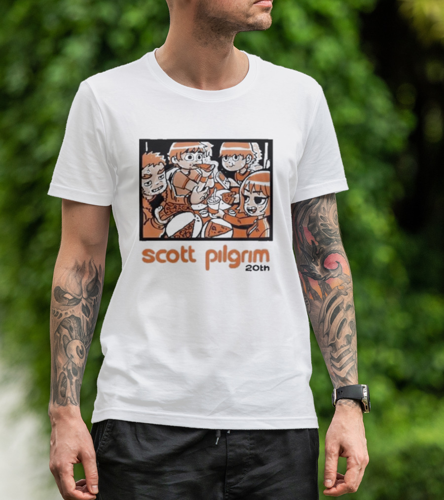 Scott Pilgrim 20th Anniversary Pizza Celebration Gathering T-Shirt