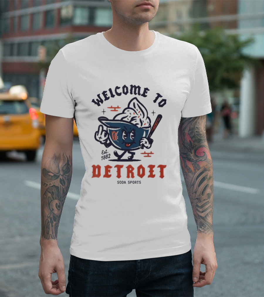 Welcome To Est 1882 Detroit Ice Cream Baseball Soda Sports T-Shirt