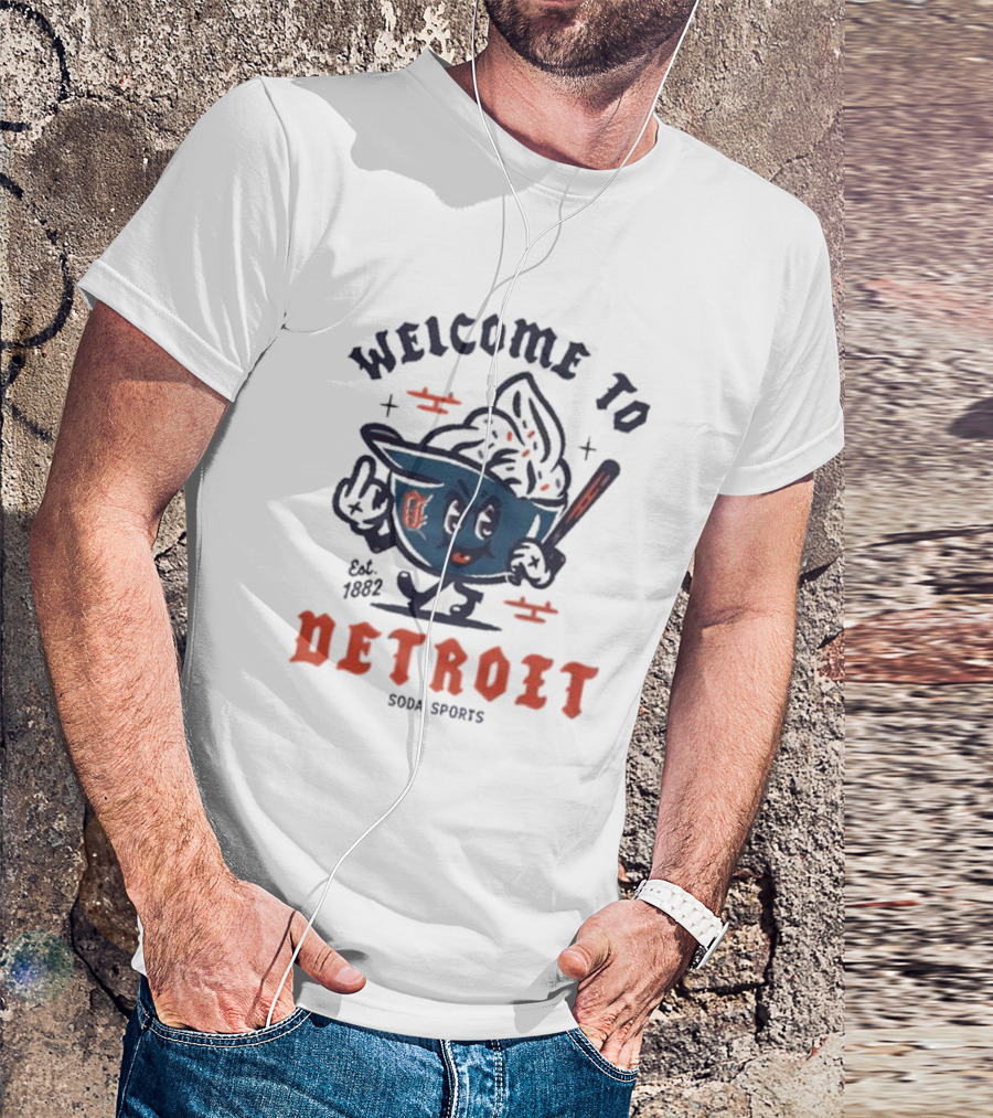 Welcome To Est 1882 Detroit Ice Cream Baseball Soda Sports T-Shirt