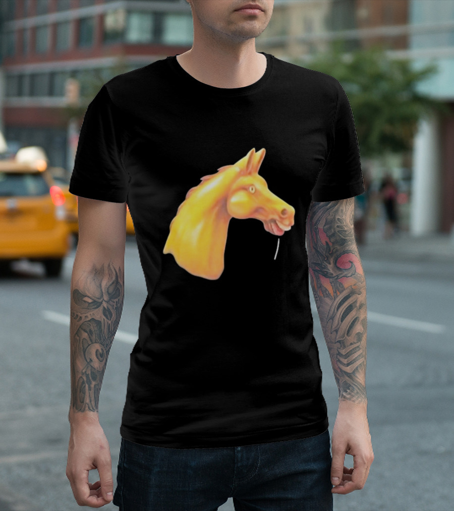 Andrew Garfield Horse What's The Rush Black Shirt Colorful Horse Head T-Shirt
