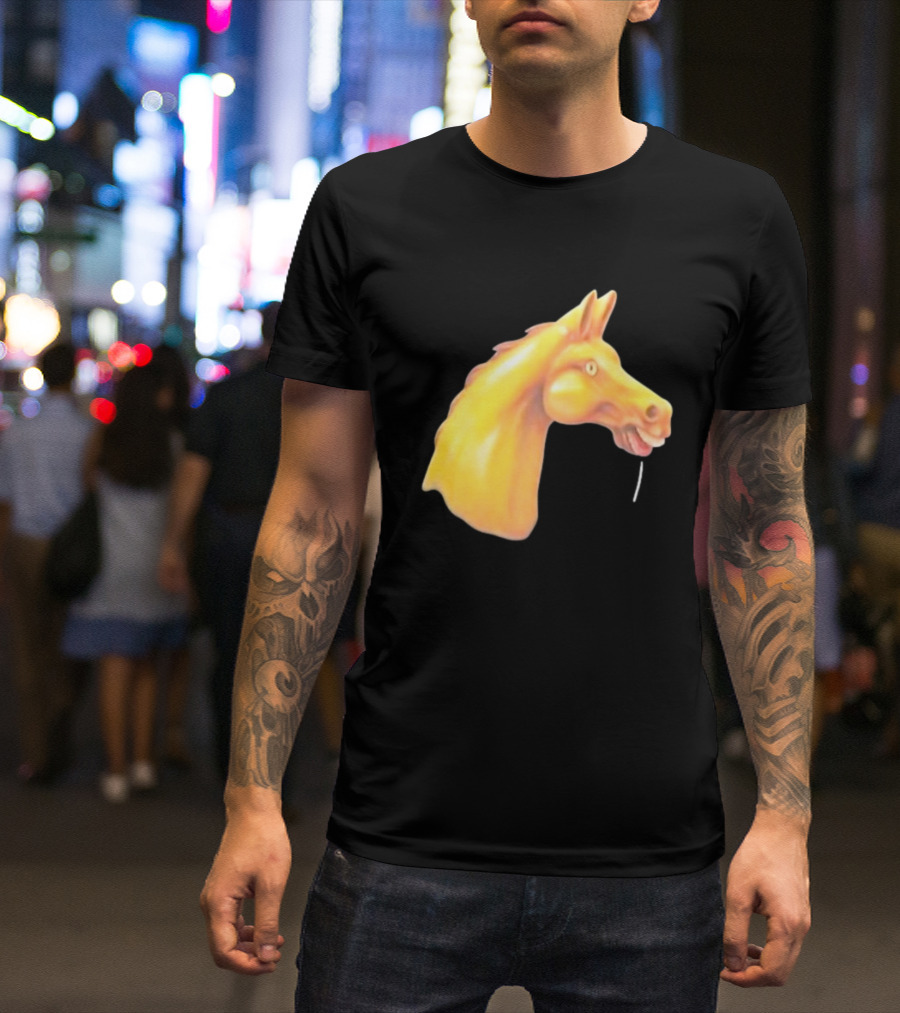 Andrew Garfield Horse What's The Rush Black Shirt Colorful Horse Head T-Shirt