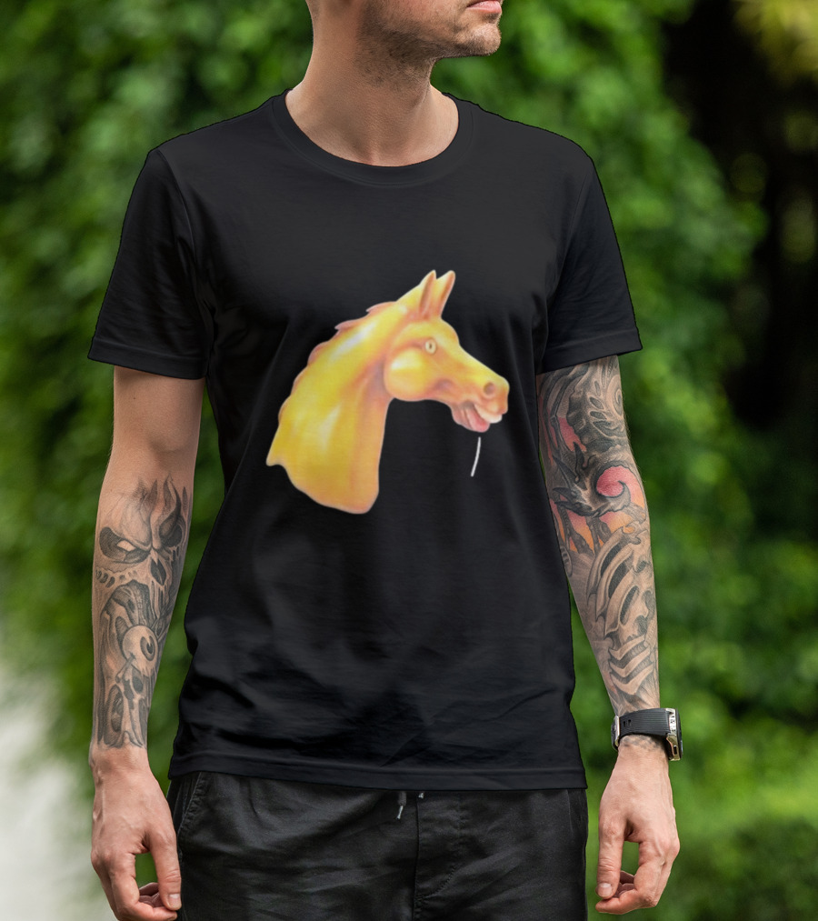 Andrew Garfield Horse What's The Rush Black Shirt Colorful Horse Head T-Shirt