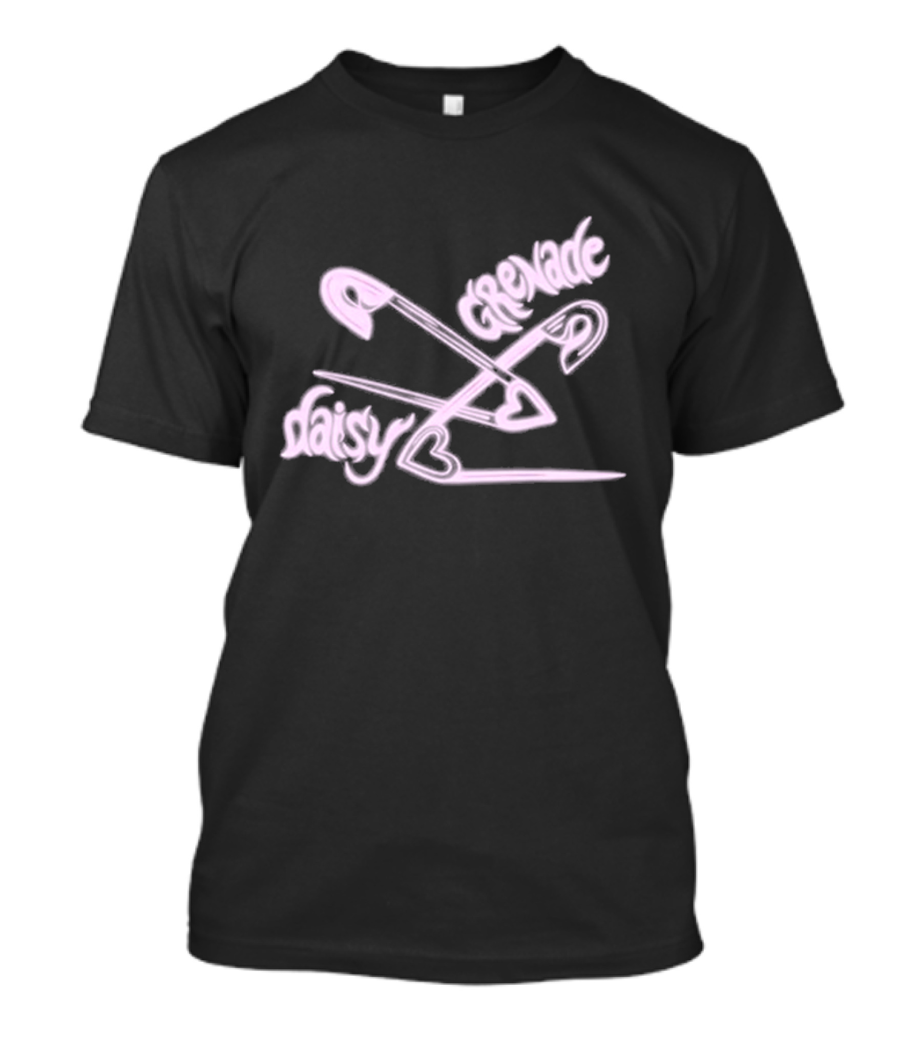 Chiara’d Daisy Grenade Heart Safety Pins Boyfriend Fit Girls T-Shirt