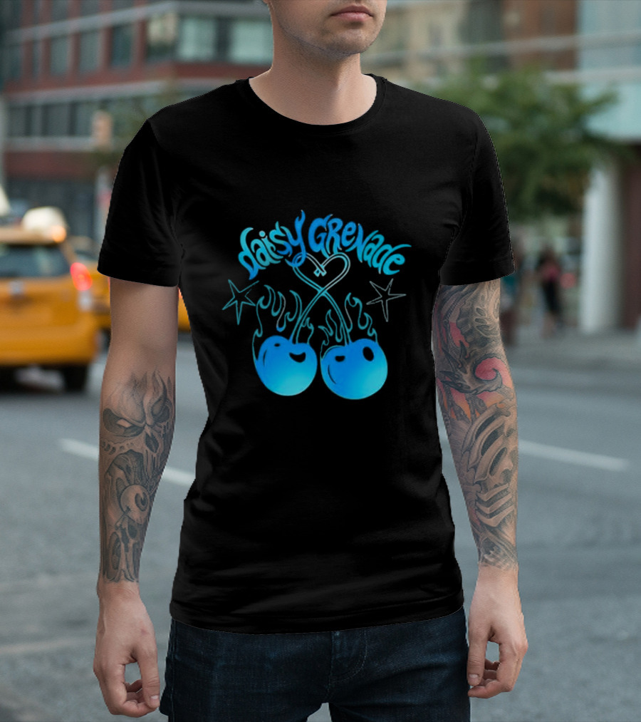 Daisy Grenade Flaming Cherries Heart Stars Hot Topic T-Shirt