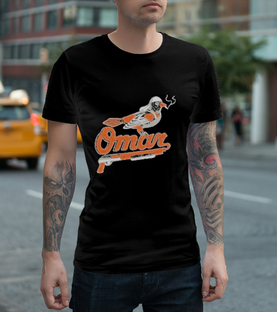 Omar Smoking Bird Perched on Shotgun Baltimore Oriole T-Shirt