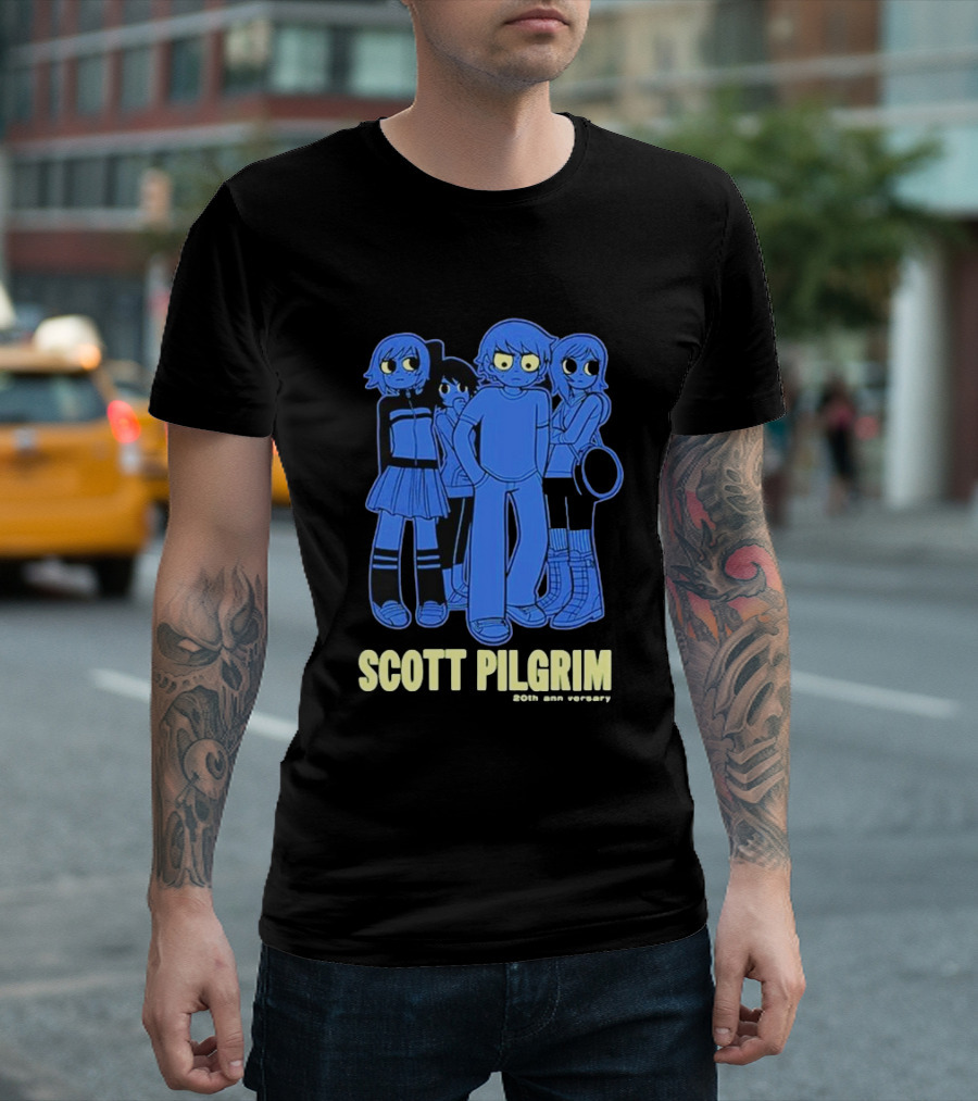 Scott Pilgrim 20th Anniversary Retro Blue Characters T-Shirt