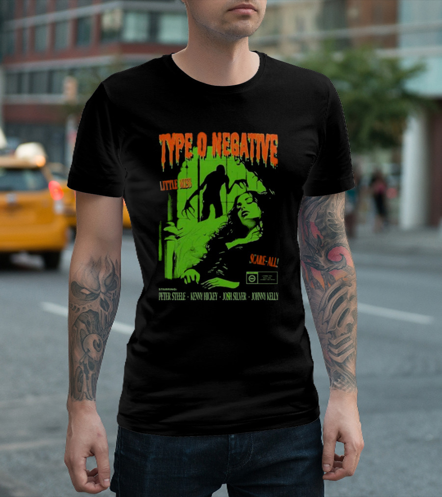 Type O Negative Little Miss Scare-All Horror Starring Peter Steele Kenny Hickey Josh Silver Johnny Kelly T-Shirt