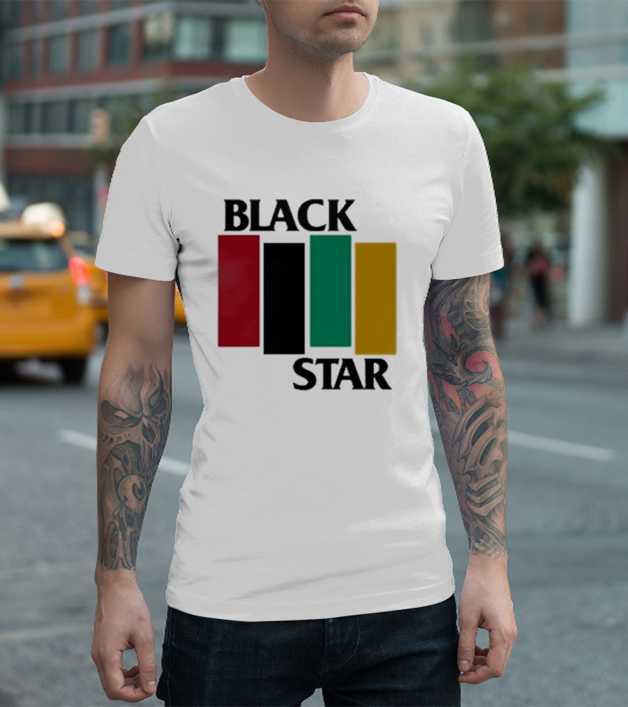 Black Star Flag Red Black Green Gold Vertical Bars T-Shirt