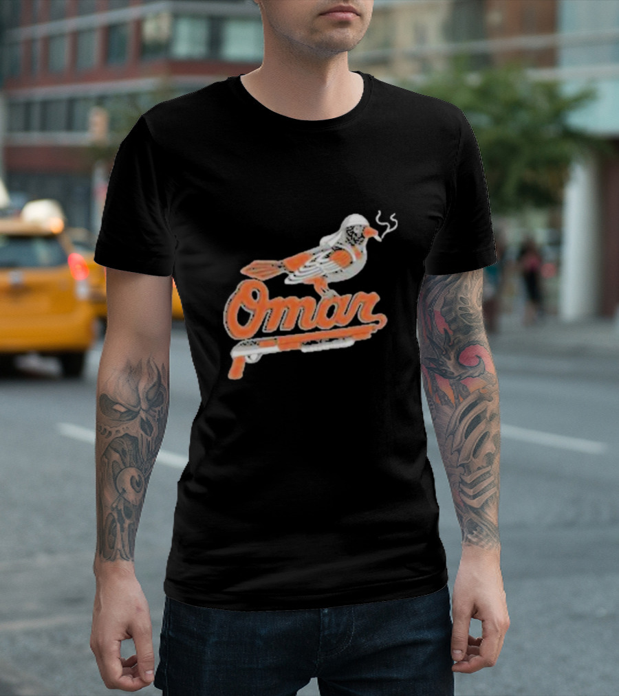 Omar The Wire Baltimore Oriole Bird Smoking Shotgun T-Shirt