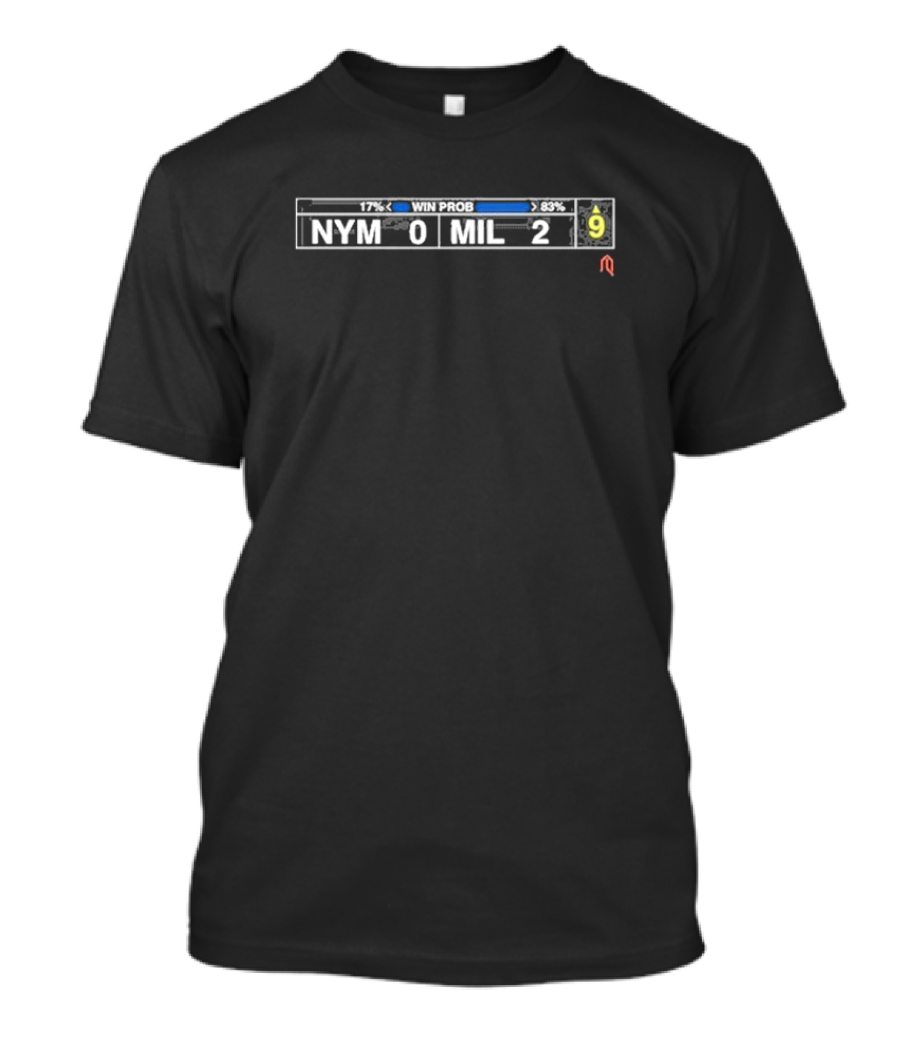 NYM 0 MIL 2 Win Prob 17% 83% Score Bug Nine T-Shirt