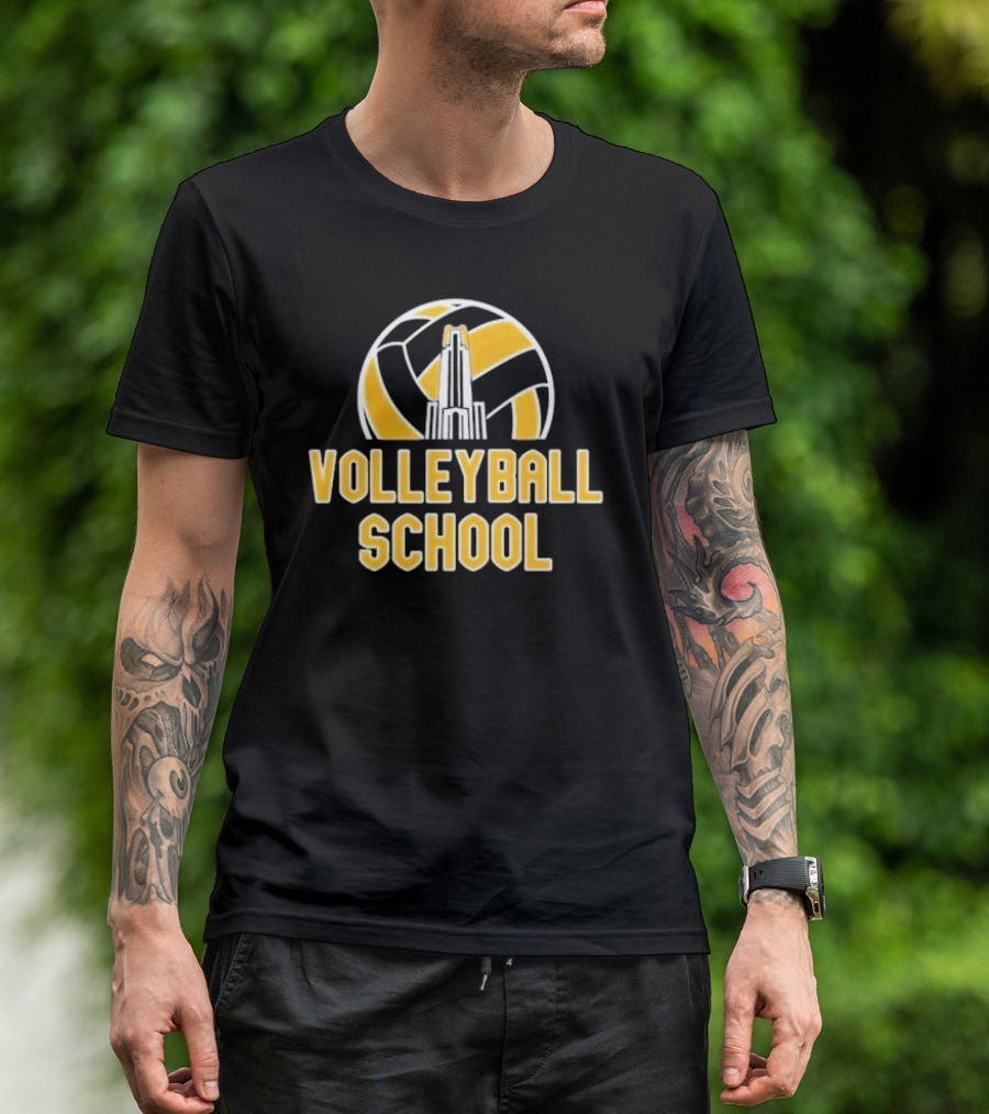 Volleyball School Ball Tower Icon With Building T-Shirt