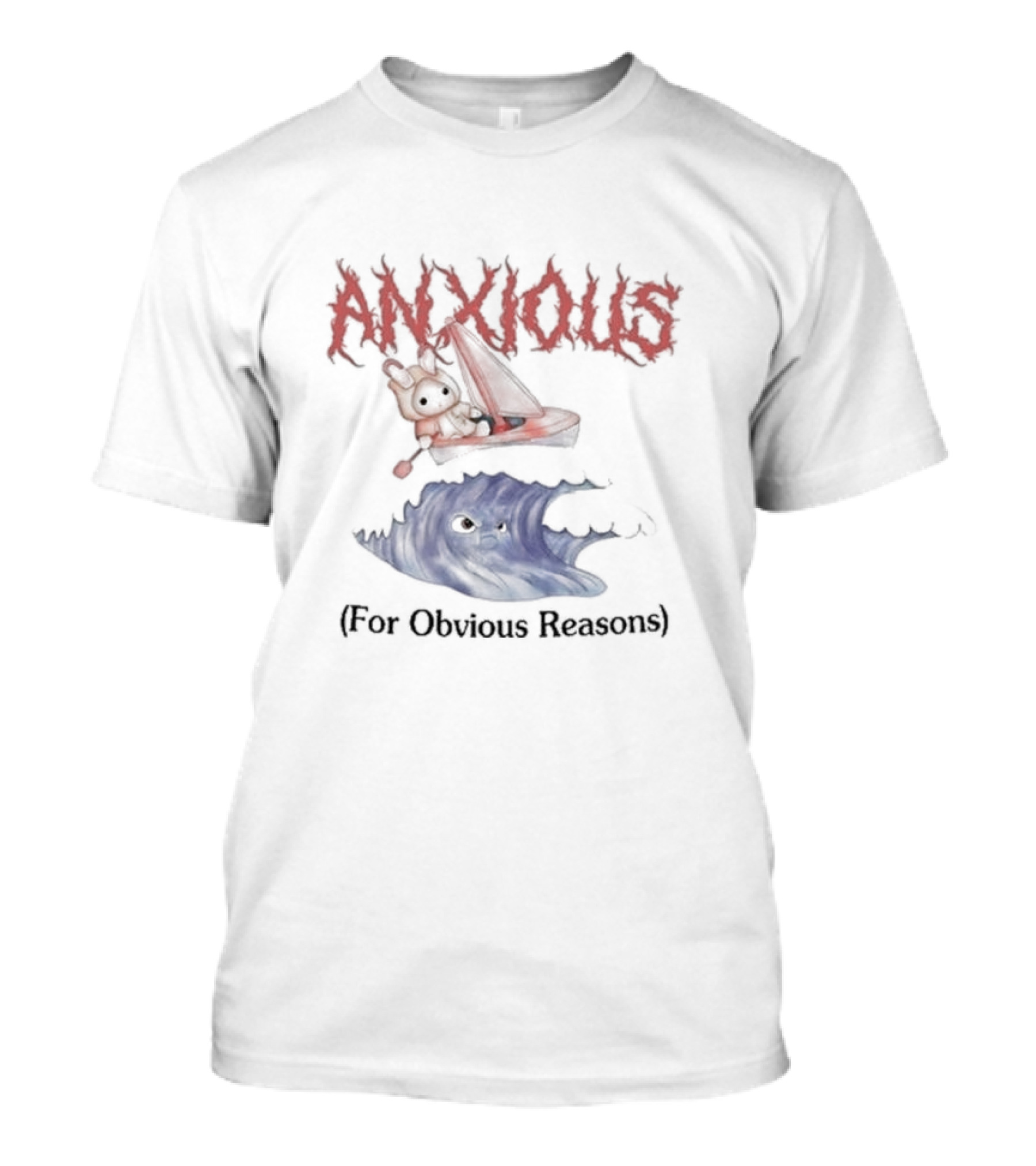 Anxious Bunny Sailing Over Angry Wave For Obvious Reasons T-Shirt