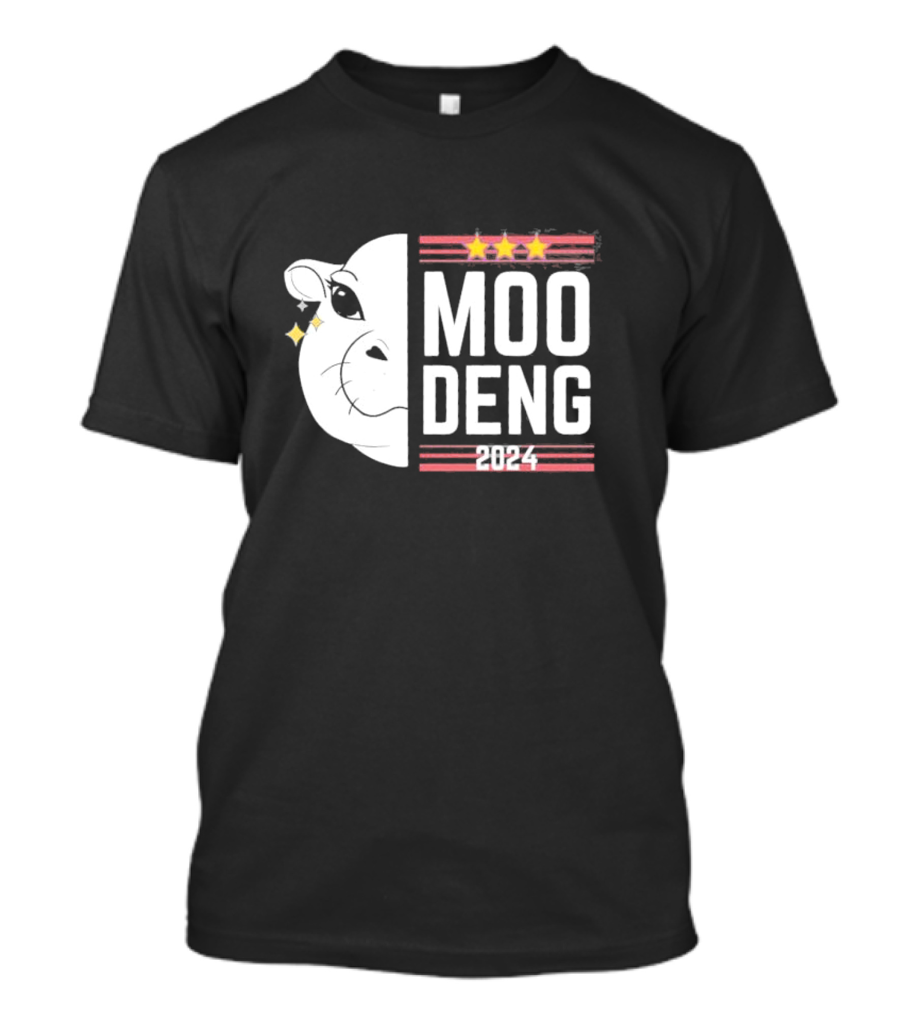 Moo Deng 2024 Baby Hippo Election With Stars T-Shirt