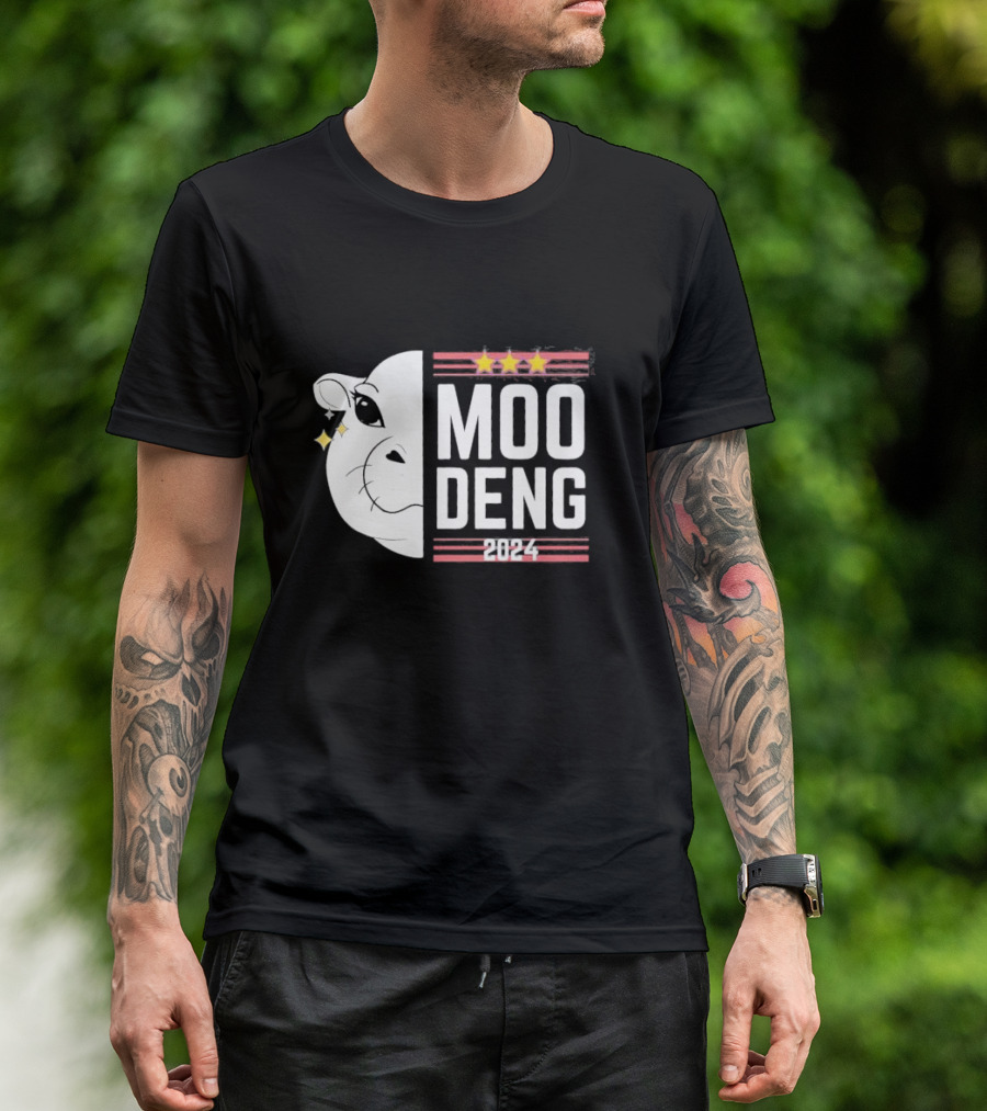 Moo Deng 2024 Baby Hippo Election With Stars T-Shirt