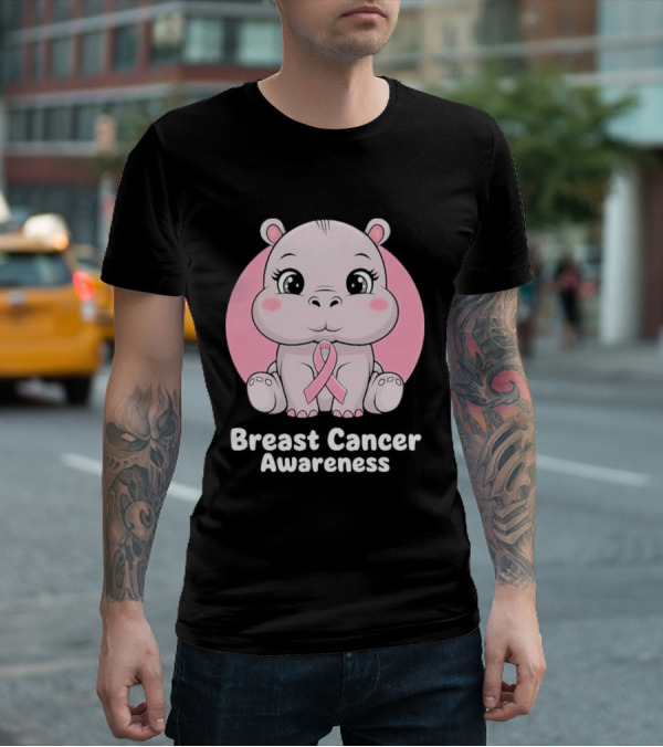 Breast Cancer Awareness Hippo Pink T-Shirt