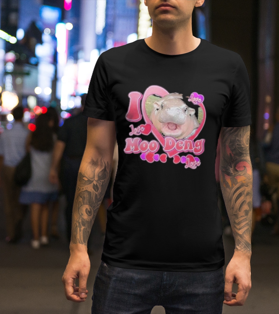 I Love Moo Deng Baby Hippo Heart Love Cute T-Shirt
