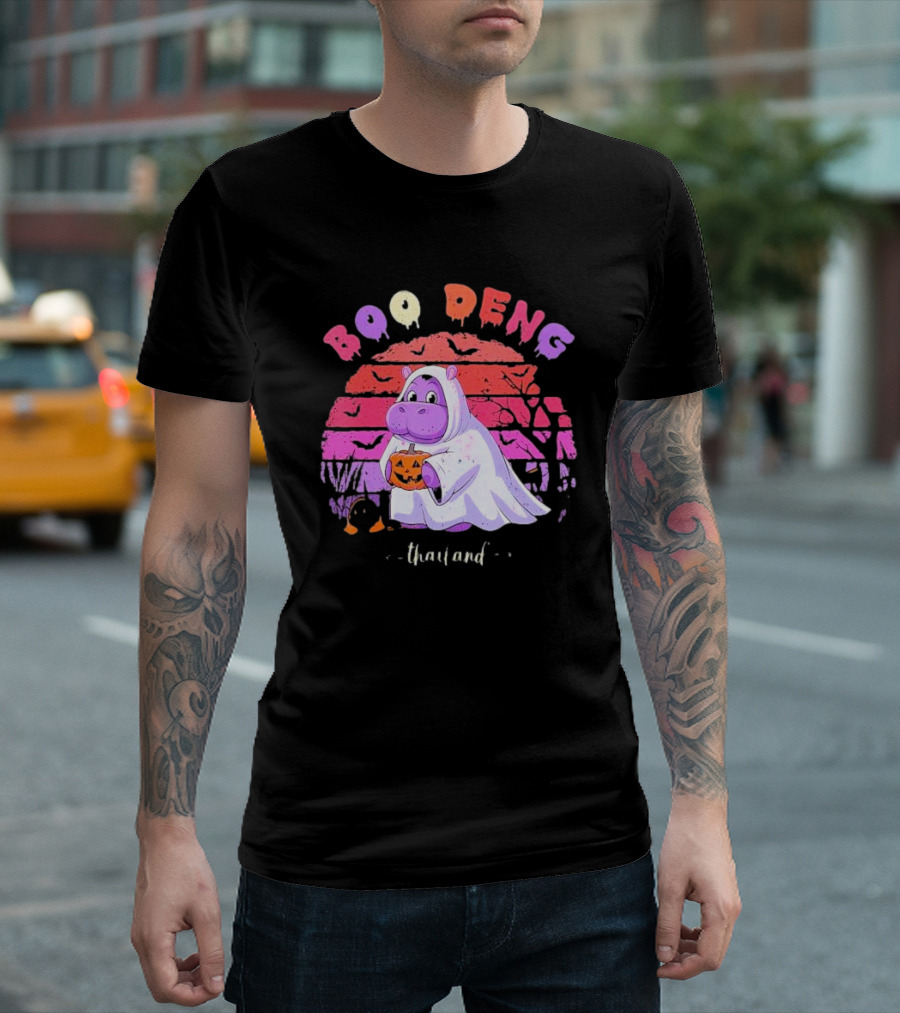 Boo Deng Halloween Hippo Ghost Thailand Fun Trick-or-Treat Costume T-Shirt