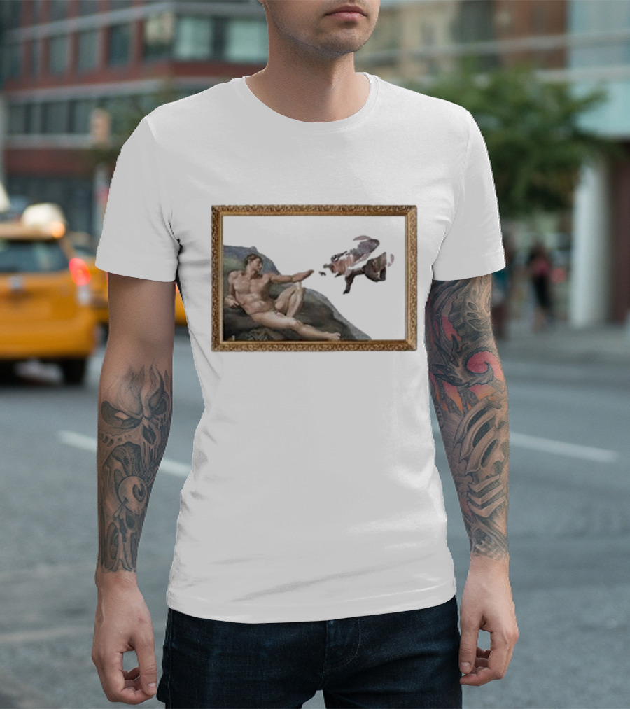 Michelangelo Moo Deng Creation Parody Vintage Frame T-Shirt