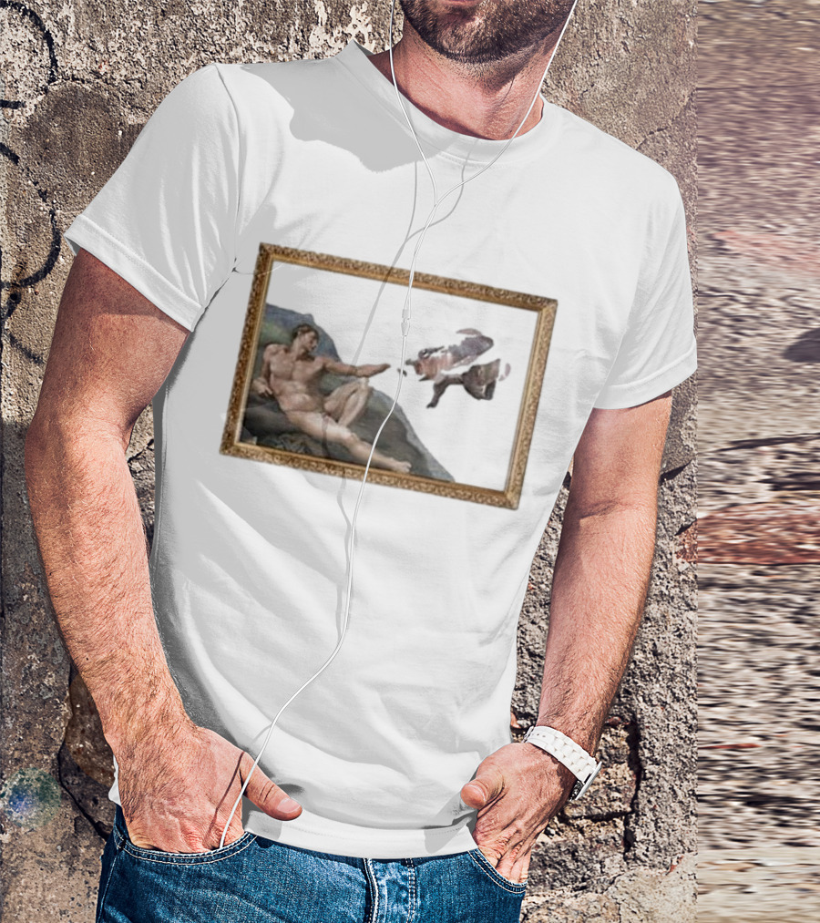 Michelangelo Moo Deng Creation Parody Vintage Frame T-Shirt