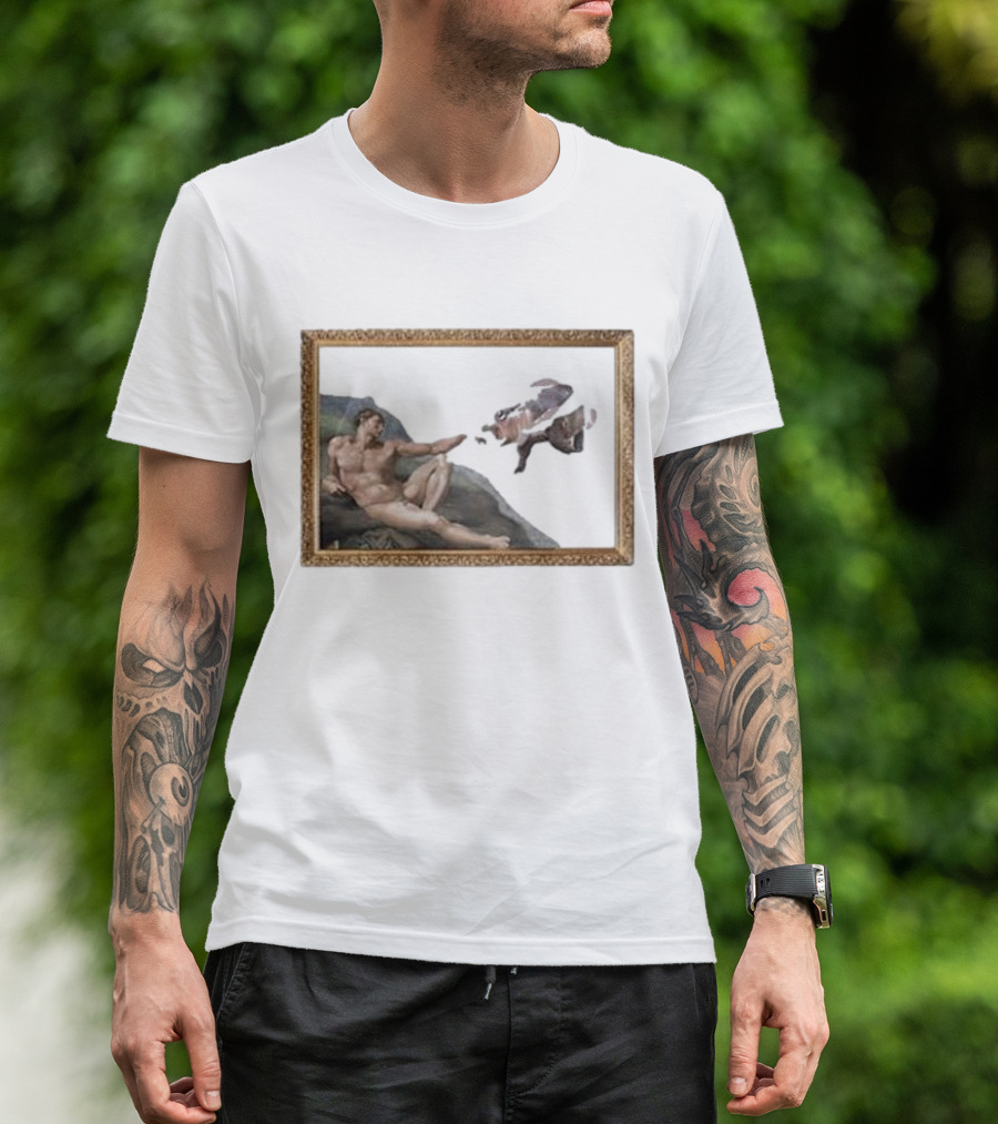 Michelangelo Moo Deng Creation Parody Vintage Frame T-Shirt